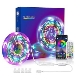 Yunshu RGB Led Farveskiftende striplys med fjernbetjening til Bluetooth-apps 5m