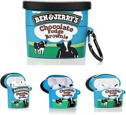 Ubiuo Silikonikotelo Söpö kotelo, joka on yhteensopiva Apple Airpods 1,2,3 &Pron kanssa [Juomatölkkisarja] (Airpods Pro -kotelo, Benjerry)