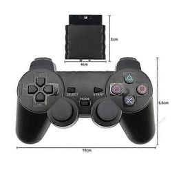 unbrand Kaksi langatonta ohjainta Ps2:lle Sisäänrakennettu Dual Vibration 2.4g Gamepad Joystick Musta