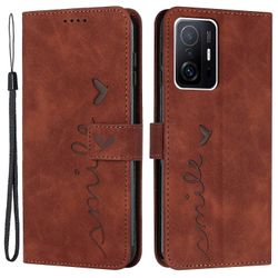 Punainen rakkausnahkakotelo 11T/11T Prolle ihoystävällisellä muotoilulla Ruskea Style A Xiaomi 11T 5G