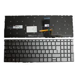 Power4Laptops Lenovo IdeaPad 720S-15IKB baggrundsbelyst grå tysk layout udskiftning laptop tastatur