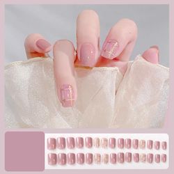 Bærbar negle patch aftagelig blød negle patch gelé lim færdig søm patch wearable nail patch Guld drøm vævning