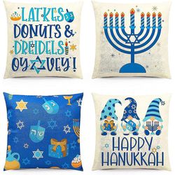 Hanukka tyynynpäälliset 18x18 Hanukkaheittotyynyt Setti 4