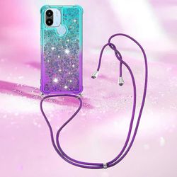 Kompatibel med Xiaomi Redmi A1 Plus etui Glitter Bling Sparkle Soft Tpu kofanger beskyttelsesdæksel med lanyard Blå lilla