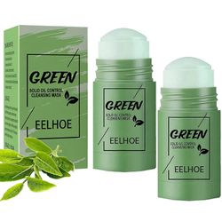 Pakkaus 2 Green Mask Stick, naamiopuikko, Poreless Deep Cleanse Mask Stick, Deep Cleanse Green Tea Mask Stick mustapäille