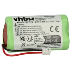 vhbw-akku yhteensopiva Euro Pro Shark V1705i, V1705 pölynimurin kanssa (2000 mAh, 3.6 V, NiMH) ilman väriä/sisäistä akkua