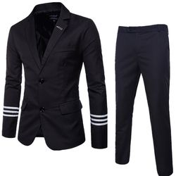 Drupum Business Casual Mænd To knapper passer sæt - dragter + bukser - Asien størrelse S-5XL Sort XL