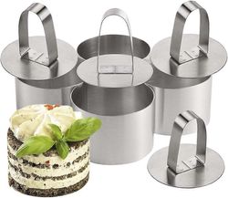 34ffgkld Lot de 4 cercles de cuisson avec poussoir anti-adhsif en acier inoxydable pour la cuisine, les desserts (diamtre 8 cm) tyyli563