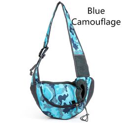 Udendørs Travel Mesh Oxford Pet Hund skuldertaske, camouflage blå farve, L størrelse