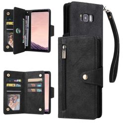 Foxdock Yhteensopiva Samsung Galaxy S8 Plus -kotelon kanssa PU-nahkainen magneettinen käännettävä vetoketjukorttikotelo lompakon kansi Musta