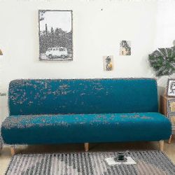 Suuri kädetön vuodesohva slipcover sohvanpäällinen ilman käsinojia Joustava Taitettava Futon-kansi Pölytiivis elastinen irrotettava jacquard Suklaa...