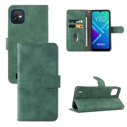 Etui til Wiko Y82 Cover Premium læder med kortholder Flip Folio magnetisk etui Etui Coque - Sort Grøn