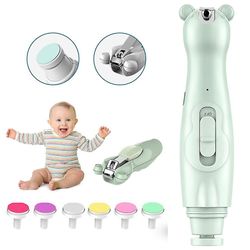 Coosilo Baby negletrimmer elektrisk neglefil med lys 2 i 1 negleklippere grøn