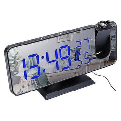 Tianzun Ny Led Digital Vekkerklokke Bord Se Elektronisk Desktop Klokker USB Wake Up Fm Radio Time Projector Snooze Funksjon Alarm BlackandBlue