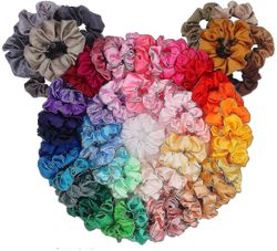 60pcs Hair Scrunchies Satin Silke Scrunchies Hair Silkeagtig krøllet hår tilbehør