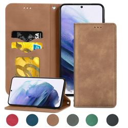 Gangxun Sag til Samsung Galaxy S21 Magnetisk lukning Læder Tegnebog Cover Housse Etui Shockproof - Marron