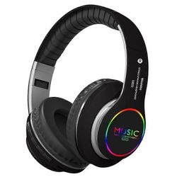 VJ033 Bluetooth 5.0 kuuloke, LED & FM Musta