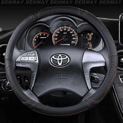 Toyota Hilux Pickup 1968~2023 aitoa nahkaista auton ohjauspyörän suojusta naudannahkaa varten - urheilulliset autotarvikkeet nopeasti A- Musta puna...