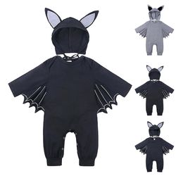 Lingjia Baby småbarn Bat Romper Halloween Party Cosplay kostyme jumpsuit + lue antrekk sett Svart 12-18M