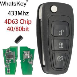 3-knapp 433mhz 4d63 Chip Car Remote Keyless Entry för Ford Focus 2 Fiesta 2013 Transit Mondeo C Max Hu101 Blad INGET chip