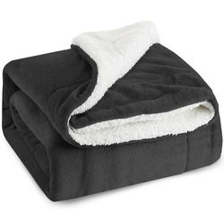 Gemdeck Lamm ull filt dubbelsidig sammet sängfilt Microfiber Fluffy Filt för säng eller soffa svart 150*200cm