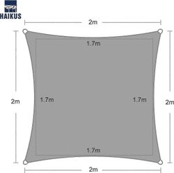2x2m neliömäinen varjopurje, hengittävä HDPE-varjostinkangas (185g/), 2m varjossa verkkokestävä 98% UV-säteilysuoja patiolle puutarhaterassi ulkoil...