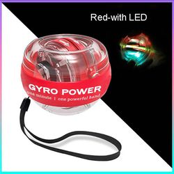 Led gyroskopisk powerball autostart range gyro power håndled bold med counter arm hånd muskel kraft træner fitness udstyr Rød-med LED