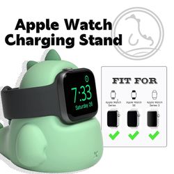 Frusde Opladerstativ kompatibelt med Apple Watch Series 7/6/se/5/4/3/2/1, Dinosaur Iwatch-opladningsdock Grøn