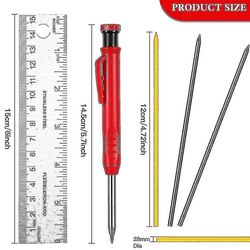 Kompatibel medkompatibelt med14 stykker Snekker blyant regelsett inkluderer blyanter og rustfritt regel