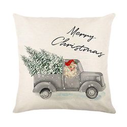 Merry Christmas Pillow Cover 45x45cm Kast putevar Vinter julepynt For Home Tree Deer Sofa Pute Cover 33