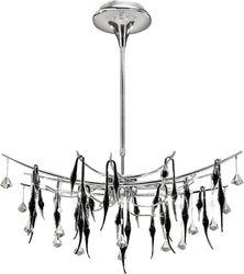 Inspired Lighting Cygnet Loft Vedhæng Oval 11 Lys poleret Krom, Sort Glas, Krystal
