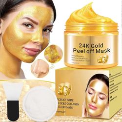 24k Gold Peel Off Mask, Anti-Wrinkle Anti Ageing Face Mask kaikille ihotyypeille, Ihoa kiinteyttävä &; Nuorentava säteileville kasvonaamioille 3kpl...
