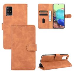 Etui til Samsung Galaxy A51 4g Cover Premium læder med kortholder Flip Folio magnetisk etui Etui Coque - Sort Brown