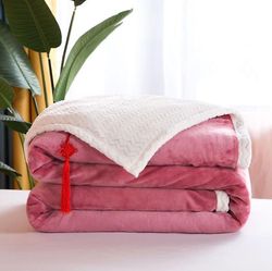 Gemdeck Tykke dobbeltlagstæpper, lammeuldstæpper, flannelark, magiske tæpper, varme og komfortable Pink 120*200cm