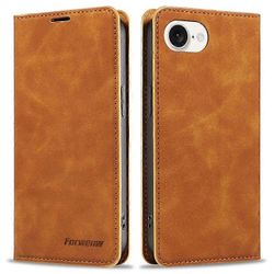 FORWENW Fantasy -sarja yhteensopiva iPhone SE (2024) -kotelon kanssa Skin-touch nahkainen magneettinen absorptiopuhelimen kansi Ruskea