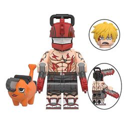 6cm motorsag mann Denji Pochita anime klosser tegneserie mini action leketøy figurer byggeklosser montere leker gaver Rød