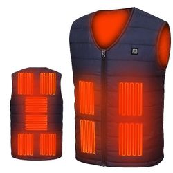 Ny 10 opvarmet vest Smart elektrisk varmevest ærmeløs jakke usb genopladelig unisex udendørs vinter varm jakke 6XL