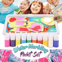 Kuankuanbao Marbling maleri kit DIY maleri på vand kreativ kunst sæt med 6 farver 46ml A