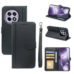 OnePlus 13R 5G Lompakkokotelo Magneettinen Snap Nahkainen Puhelimen Kuori Hihnalla - Musta Monivärinen Black