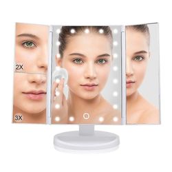 Mikasa Rejser bærbare tændte bord makeup spejl og touch screen trifold