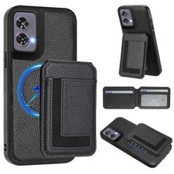 Motorola Edge 50 Fusion 5G magneettikotelo TPU + PU nahkainen puhelimen takakansi irrotettavalla korttipidikkeellä Musta