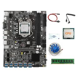 B75 USB Btc Miner Mboard + CPU + 4G DDR3 Ram + fan + fedt + SATA-kabel + s kabel 12 pcie / os