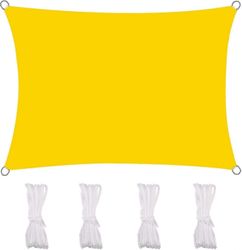 Varjostus purje suorakaiteen muotoinen varjostin Pressu ulkona Vedenpitävä ja Uv-kestävä, 2 * 1.8m, musta keltainen 3*4m