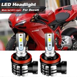 2PCS moottoripyörä H11 H8 LED-ajovalojen polttimot 9600lm 6000k Canbus Ducati 1098 1198 848 899 EVO 1199 Panigale R S 2PC LED H11 WHITE