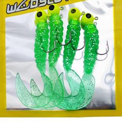 Unbrand 4pcs 3.5g Jig Krog med 6cm Soft Tail Lure Bait Madgnat Silica Fiskegrej Grub Agn til fiskeri aborre Tackle Farve7