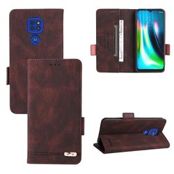 Gangxun Etui til Motorola Moto G9 Play / g9 / e7 Plus læderetui Folio Flip med kreditkortspor Etui Coque Brown