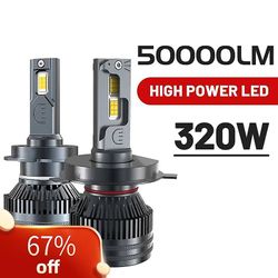 Lighting 50000lm H7 H4 H11 LED forlygte 320W høj effekt H8 H9 Hb4 Hb3 9005 9006 9012 Turbo lampe 6000k hvide billygter til linser 12v 6000.000 kold...