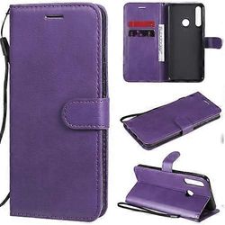 Goodcase Huawei Y6p yksivärinen vaakasuora kääntyvä suojaava nahkapuhelinkotelo Violetti