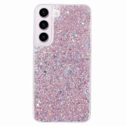 Samsung Galaxy S22 5G Glitter -kotelolle kiiltävä kimalteleva TPU-puhelimen suojus Vaaleanpunainen