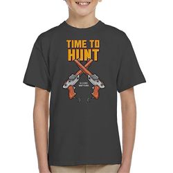 Tid til at jage pistolcontrollere Pixel Art Kid's T-shirt L(105-115cm)